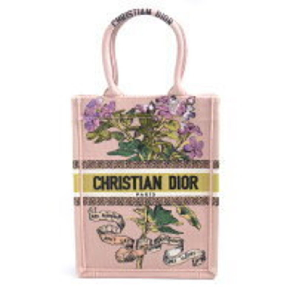Christian Dior Vertical Book Tote Bag Canvas Pink